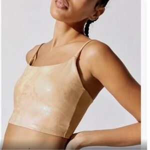 Carbon38 Metallic Snakeskin Beige Sports Bra XS extra small